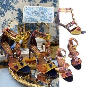 🆕 KURT GEIGER LONDON 🧿 NWOB Gem High Gladiator, Pastel Ombre Velvet, Sz 37 US7